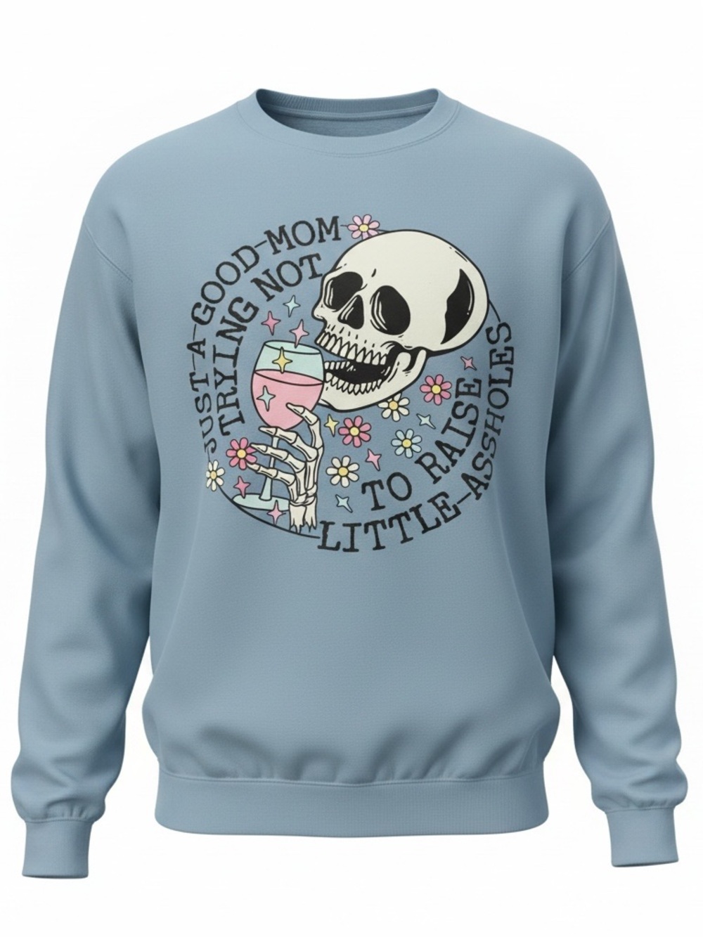Skull Graphic Sweatshirt in Dusty Blue
